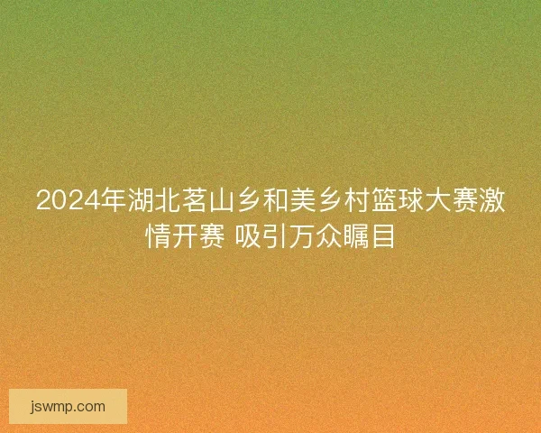 2024年湖北茗山乡和美乡村篮球大赛激情开赛 吸引万众瞩目